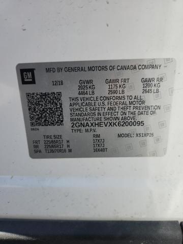 2GNAXHEVXK6200095 - 2019 CHEVROLET EQUINOX LS WHITE photo 13