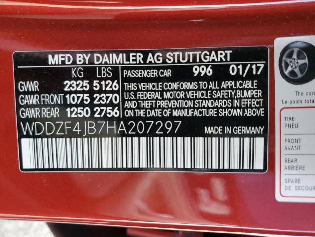 WDDZF4JB7HA207297 - 2017 MERCEDES-BENZ E 300 RED photo 12