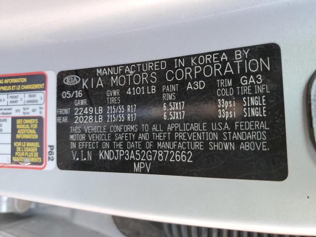 KNDJP3A52G7872662 - 2016 KIA SOUL + SILVER photo 12