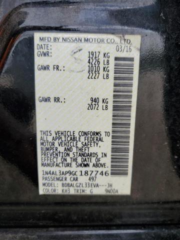 1N4AL3AP9GC187746 - 2016 NISSAN ALTIMA 2.5 BLACK photo 12