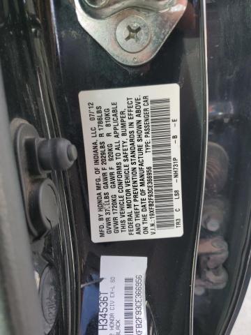 19XFB2F93CE366956 - 2012 HONDA CIVIC EXL შავი ფოტო 12