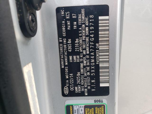 5XXGM4A77FG419718 - 2015 KIA OPTIMA LX Srebrny zdjęcie 12