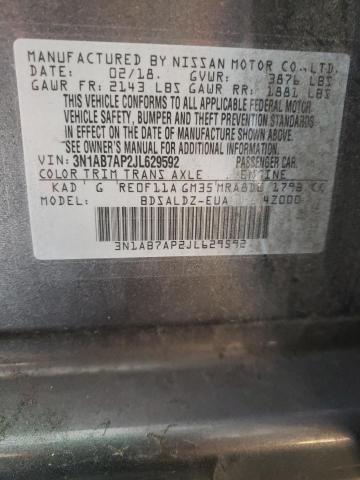 3N1AB7AP2JL629592 - 2018 NISSAN SENTRA S GRAY photo 12