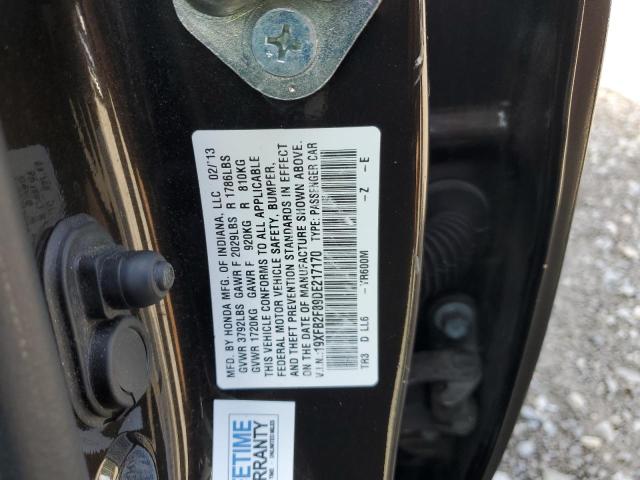 19XFB2F89DE217170 - 2013 HONDA CIVIC EX BLACK photo 12