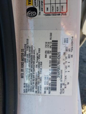 3FAHP08179R142635 - 2009 FORD FUSION SEL WHITE photo 13