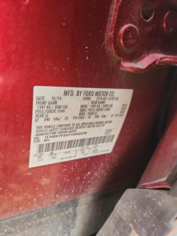 1FM5K7F8XFGB22236 - 2015 FORD EXPLORER LIMITED RED photo 13