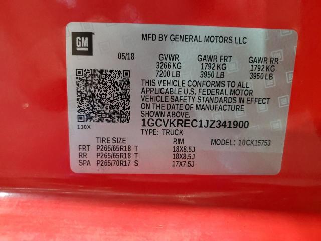 1GCVKREC1JZ341900 - 2018 CHEVROLET SILVERADO K1500 LT 红色 照片 12