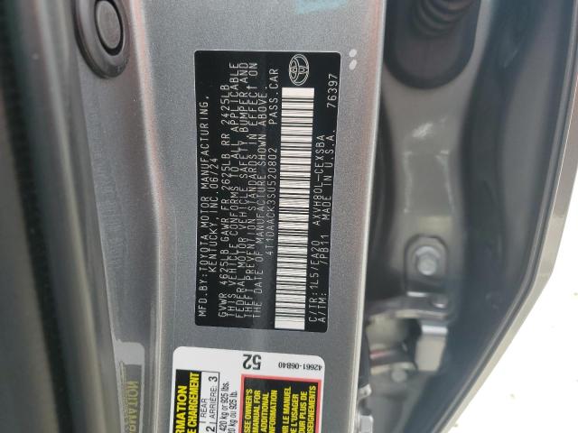 4T1DAACK3SU520802 - 2025 TOYOTA CAMRY XSE ნაცრისფერი ფოტო 12