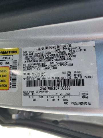 3FA6P0HR1DR133886 - 2013 FORD FUSION SE ვერცხლისფერი ფოტო 12