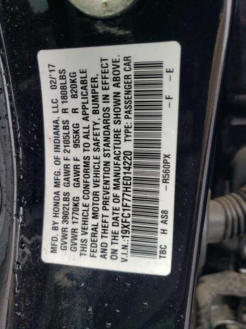 19XFC1F77HE014220 - 2017 HONDA CIVIC EXL Սև լուսանկար 12