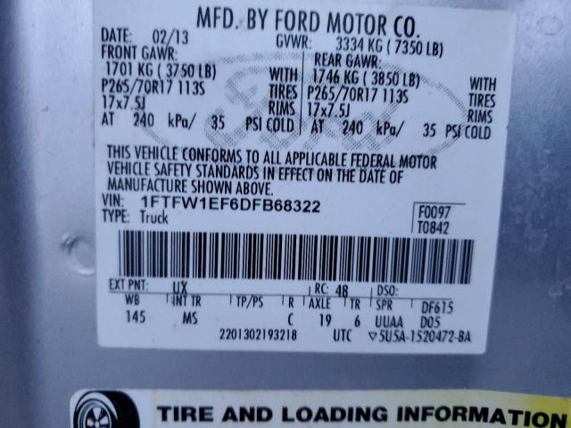 1FTFW1EF6DFB68322 - 2013 FORD F150 SUPERCREW SILVER photo 13