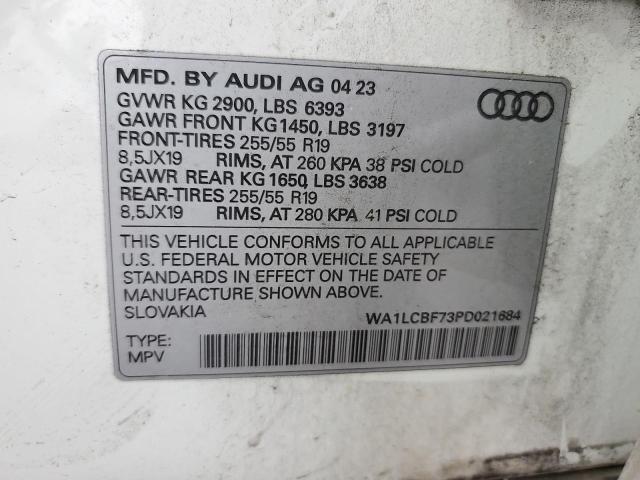 WA1LCBF73PD021684 - 2023 AUDI Q7 PREMIUM PLUS أبيض صورة 13
