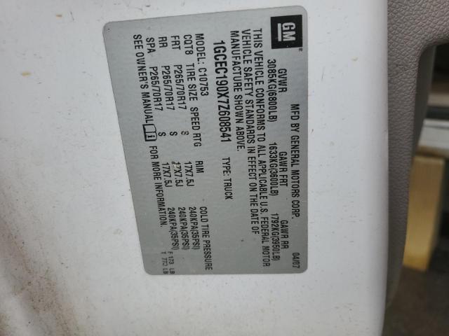 1GCEC190X7Z608541 - 2007 CHEVROLET SILVERADO C1500 თეთრი ფოტო 12