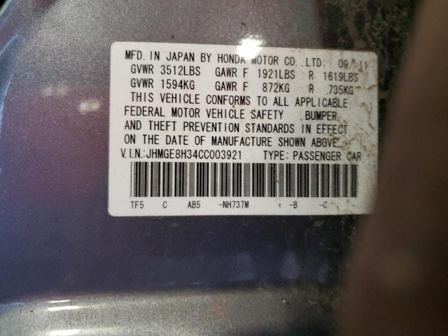 JHMGE8H34CC003921 - 2012 HONDA FIT GRAY photo 13