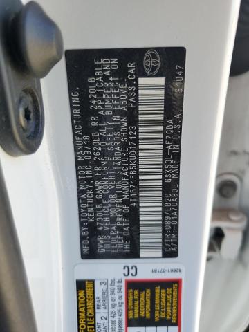 4T1BZ1FB5KU017123 - 2019 TOYOTA AVALON XLE Ақ фото 13