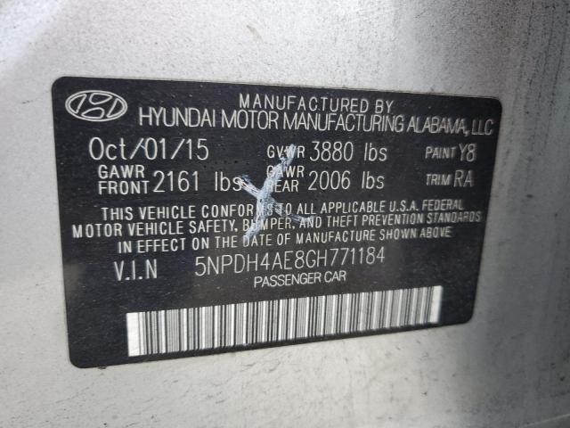 5NPDH4AE8GH771184 - 2016 HYUNDAI ELANTRA SE SILVER photo 12