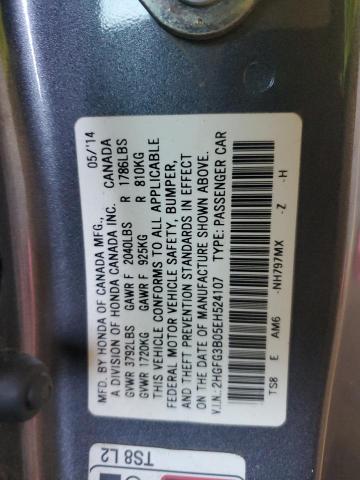 2HGFG3B05EH524107 - 2014 HONDA CIVIC EXL 灰色 照片 12