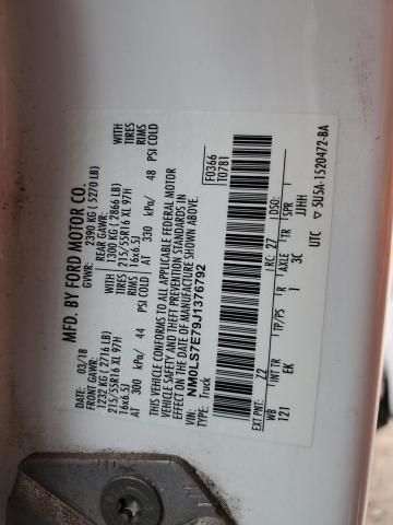 NM0LS7E79J1376792 - 2018 FORD TRANSIT CO XL 白色 照片 13