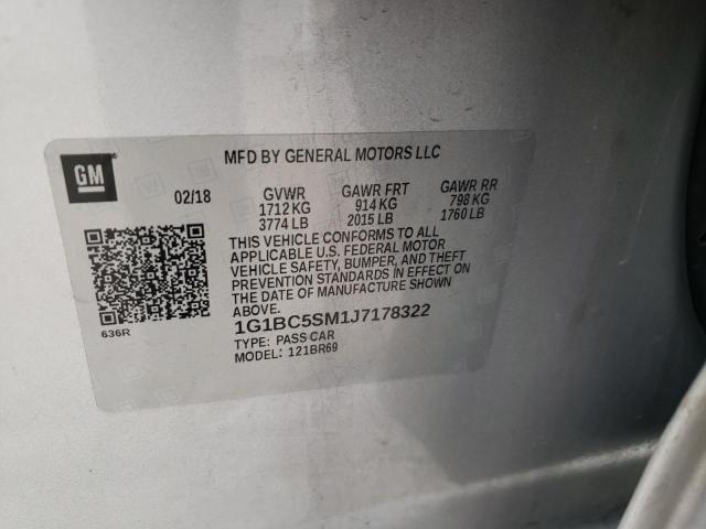 1G1BC5SM1J7178322 - 2018 CHEVROLET CRUZE LS SILVER photo 12