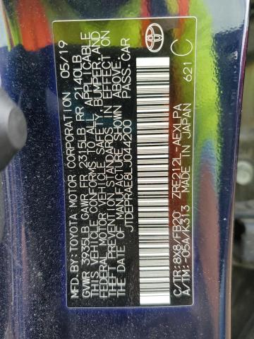 JTDEPRAE8LJ044200 - 2020 TOYOTA COROLLA LE BLUE photo 12