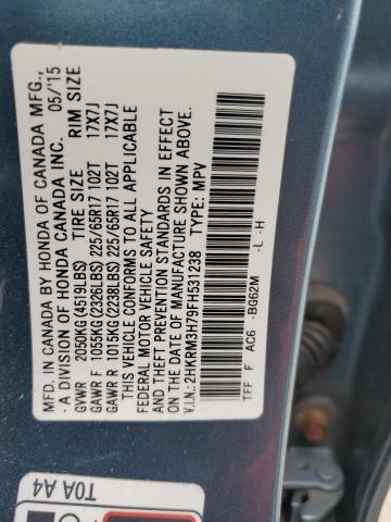 2HKRM3H79FH531238 - 2015 HONDA CR-V EXL TURQUOISE photo 14