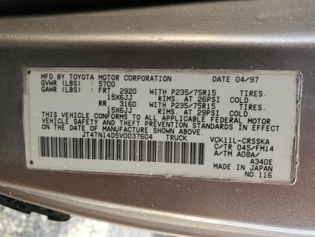 JT4TN14D5V0037604 - 1997 TOYOTA T100 XTRACAB SR5 GOLD photo 12