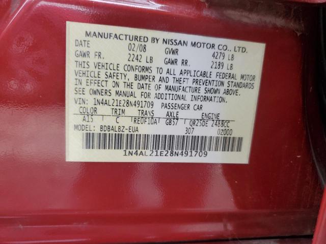 1N4AL21E28N491709 - 2008 NISSAN ALTIMA 2.5 RED photo 12
