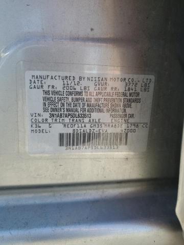 3N1AB7AP5DL633513 - 2013 NISSAN SENTRA S 银色 照片 12