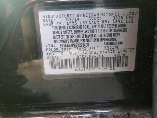 3N1AB7AP9EY229408 - 2014 NISSAN SENTRA S BLACK photo 12