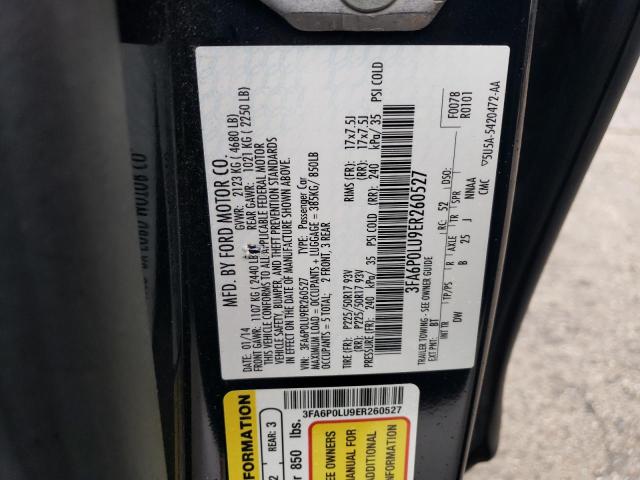 3FA6P0LU9ER260527 - 2014 FORD FUSION SE HYBRID BLUE photo 12