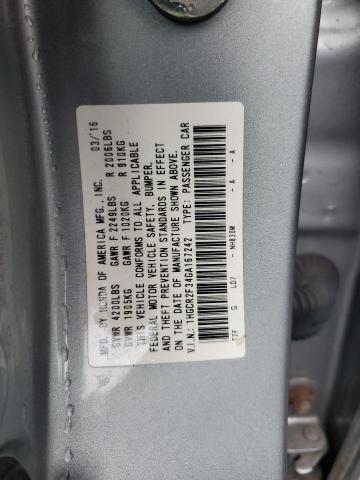 1HGCR2F34GA167242 - 2016 HONDA ACCORD LX فضي صورة 12