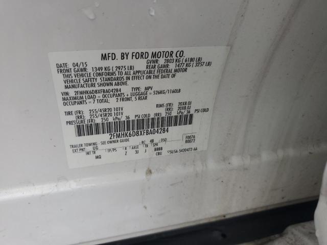 2FMHK6D8XFBA04284 - 2015 FORD FLEX LIMITED თეთრი ფოტო 13