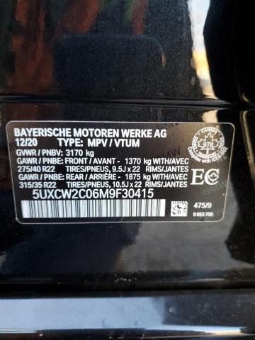 5UXCW2C06M9F30415 - 2021 BMW X7 XDRIVE40I BLACK photo 14