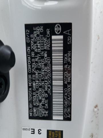 JTKJF5C72D3052431 - 2013 TOYOTA SCION TC 白色 照片 12