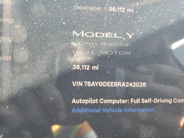 7SAYGDEE8RA242026 - 2024 TESLA MODEL Y Қара фото 9