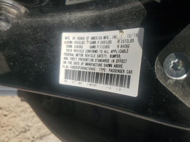 1HGCR3F9XHA015445 - 2017 HONDA ACCORD TOURING BLACK photo 12