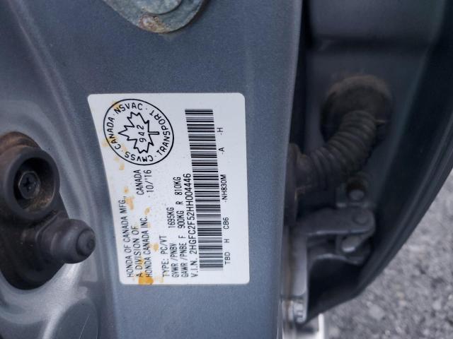 2HGFC2F52HH004446 - 2017 HONDA CIVIC LX GRAY photo 13