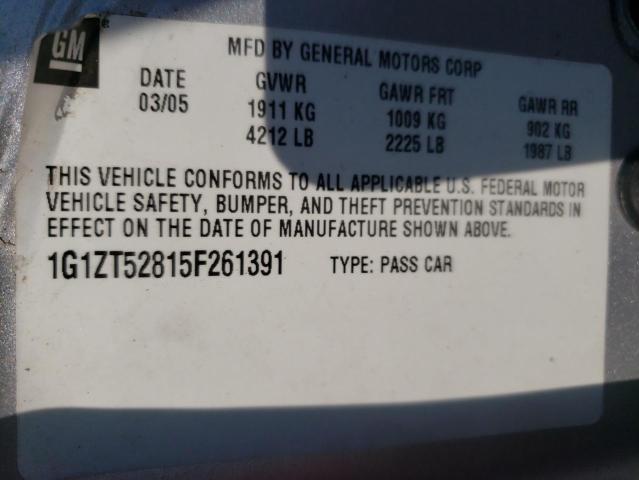 1G1ZT52815F261391 - 2005 CHEVROLET MALIBU LS 银色 照片 12