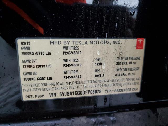 5YJSA1CG0DFP08678 - 2013 TESLA MODEL S შავი ფოტო 12