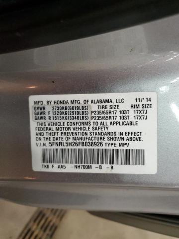 5FNRL5H26FB038926 - 2015 HONDA ODYSSEY LX SILVER photo 13