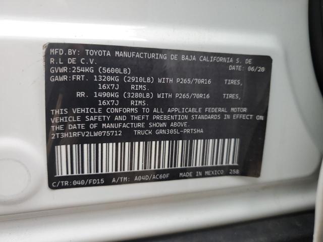 2T3P1RFV5KW041144 - 2019 TOYOTA RAV4 XLE 白色 照片 14