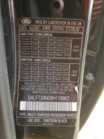 SALFT24N09H119967 - 2009 LAND ROVER LR2 HSE TECHNOLOGY BLACK photo 13