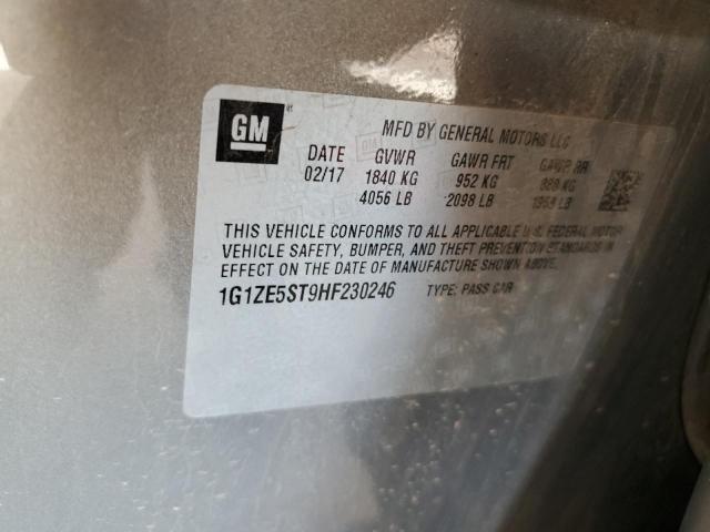 1G1ZE5ST9HF230246 - 2017 CHEVROLET MALIBU LT 灰色 照片 12