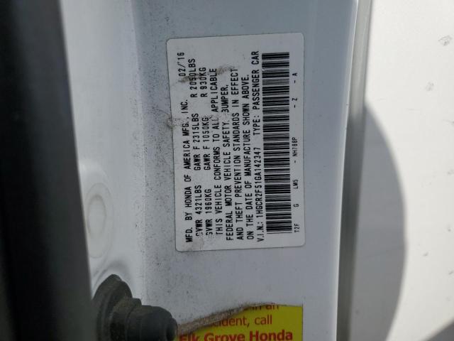 1HGCR2F51GA142347 - 2016 HONDA ACCORD SPORT 白色 照片 12