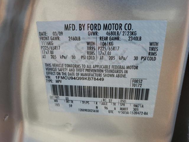 1FMCU94G99KB78449 - 2009 FORD ESCAPE LIMITED 银色 照片 13