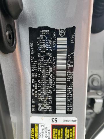 4T1BZ1HK3KU023712 - 2019 TOYOTA CAMRY XSE ვერცხლისფერი ფოტო 12