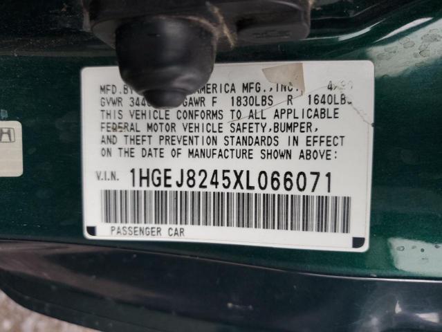 1HGEJ8245XL066071 - 1999 HONDA CIVIC EX GREEN photo 12