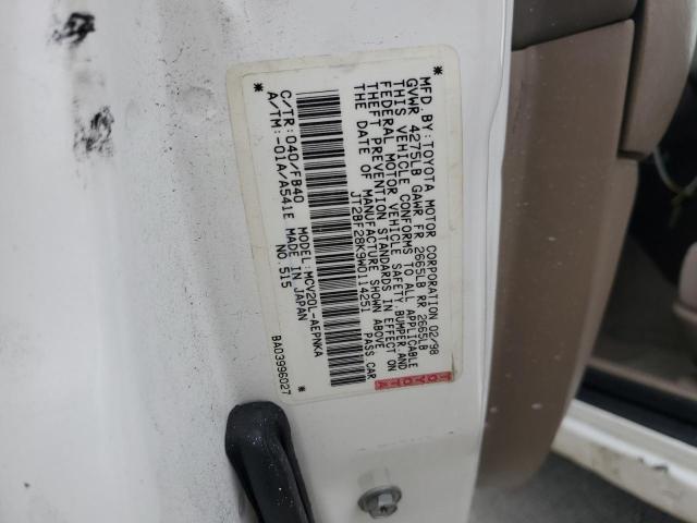 JT2BF28K9W0114251 - 1998 TOYOTA CAMRY LE 白色 照片 20