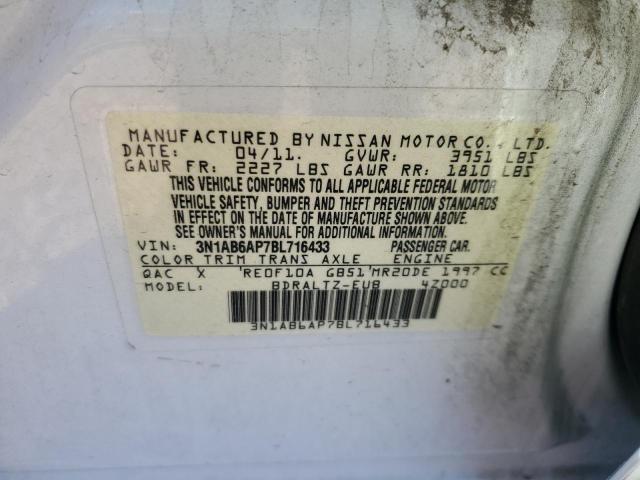 3N1AB6AP7BL716433 - 2011 NISSAN SENTRA 2.0 WHITE photo 12