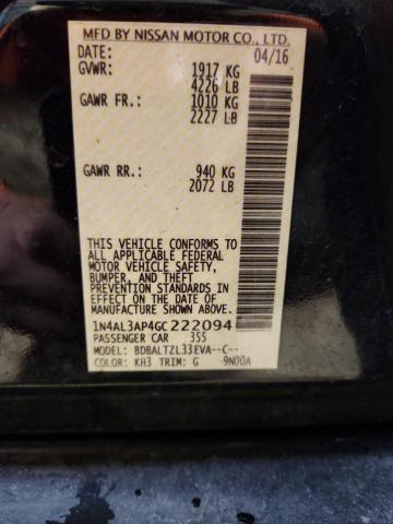 1N4AL3AP4GC222094 - 2016 NISSAN ALTIMA 2.5 BLACK photo 12